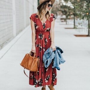 Free People Red Floral Maxi Dress